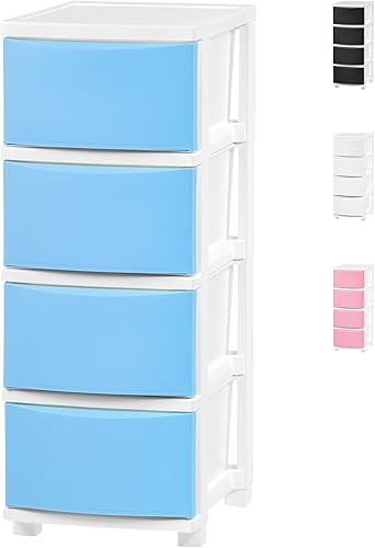 IRIS USA 4 cajones delgados de almacenamiento, unidad organizadora para dormitorio, armario, cocina, baño, cuarto de servicio, dormitorio, marco