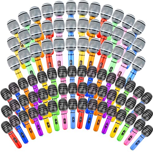 Microphone gonflable pour anniversaire années 80 90 et fournitures de concert - Lot de 84