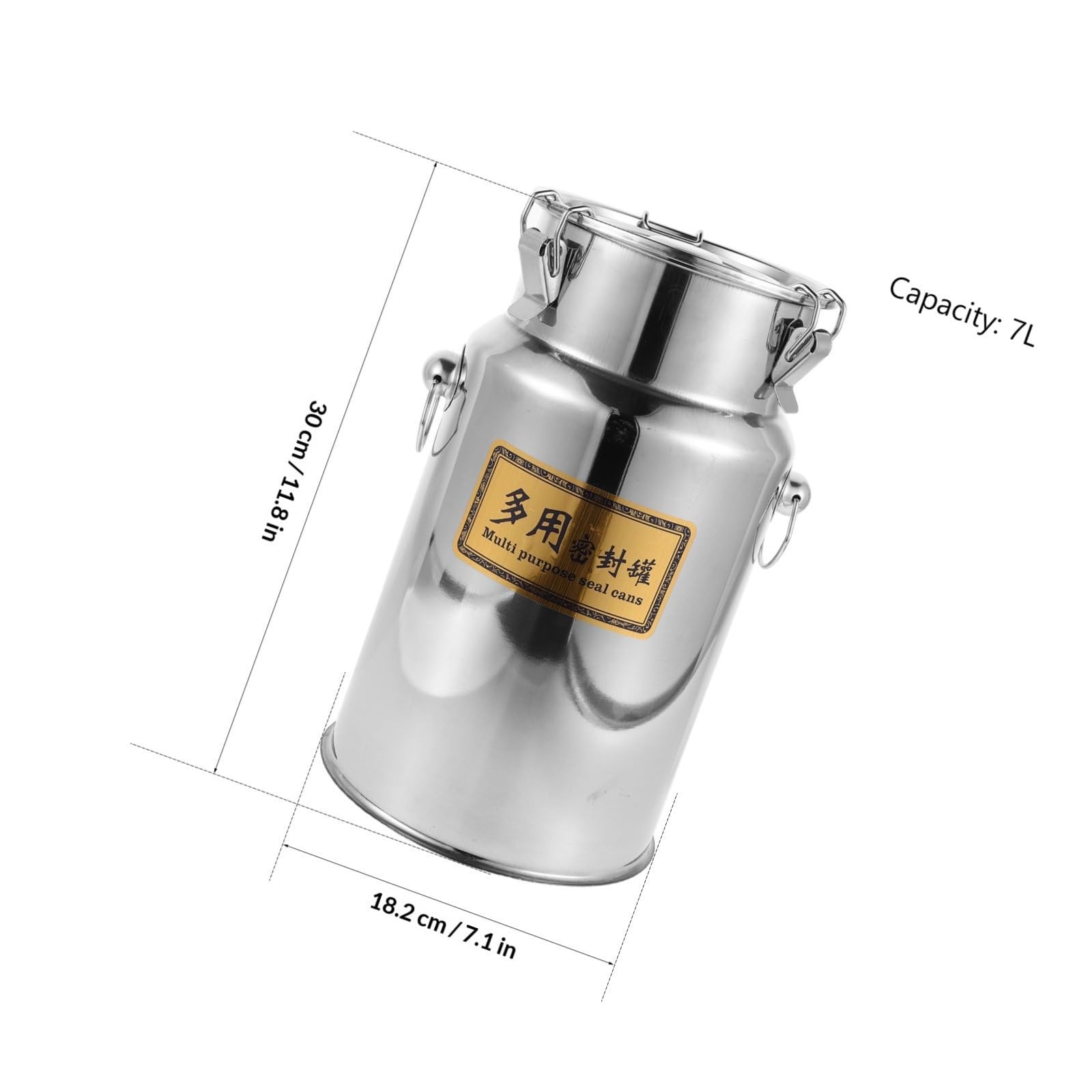 SOLUSTRE Luftdichter Edelstahl Lagerbehälter 7l Silber mit Deckel und Griff