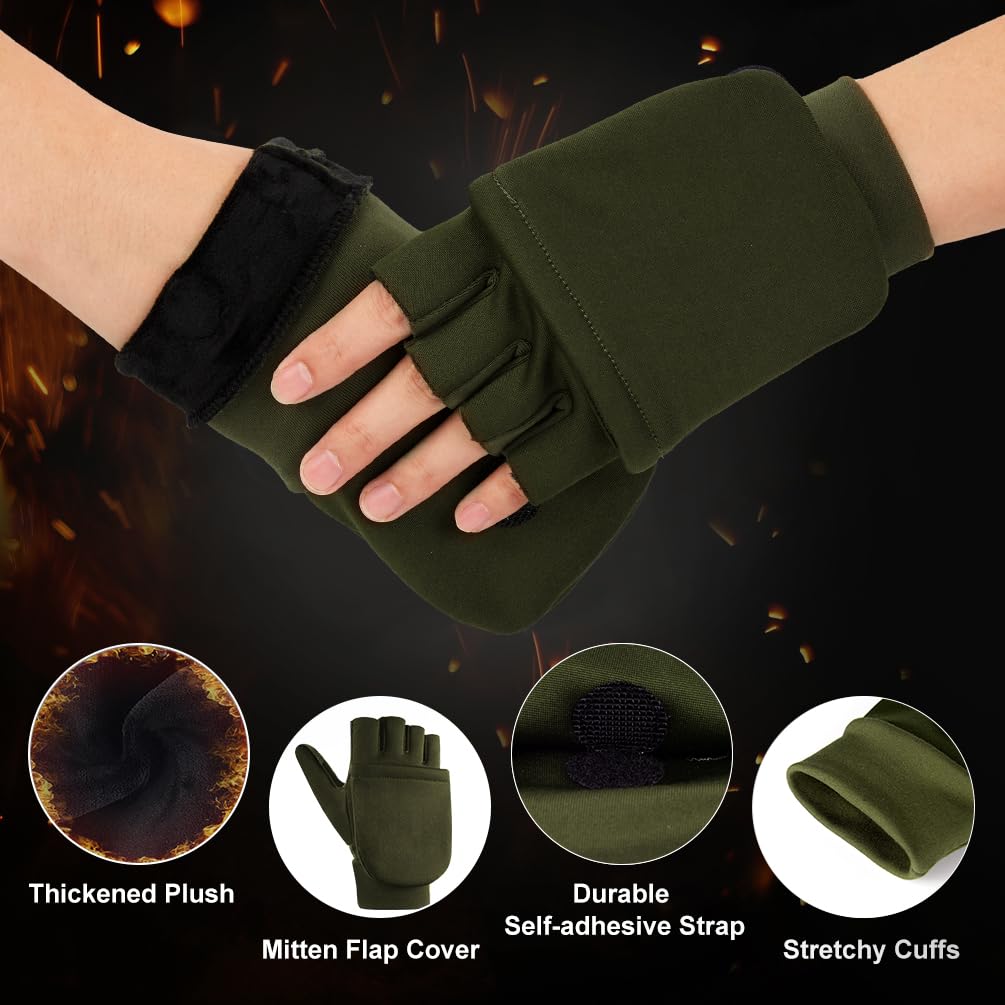 EEFOW Guantes Térmicos Sin Dedos Impermeables Pantalla Táctil para Hombre y Mujer Negro