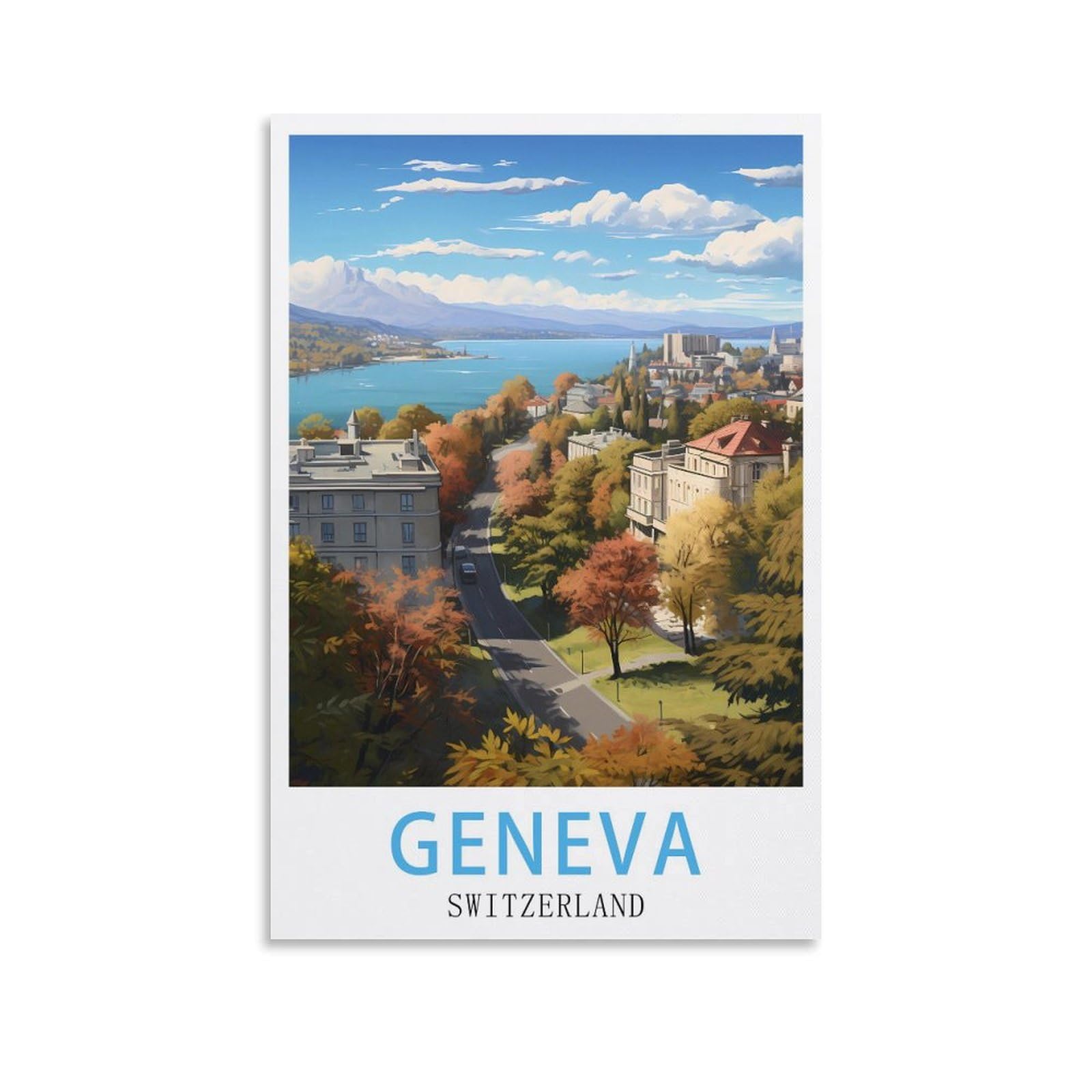 Lnuyitr Unframe-Style Switzerland Geneva Vintage Travel Poster 08X12inch(20X30cm) Canvas Art Posters And Wall Art Picture Prints Modern Home Bedroom Decor Posters