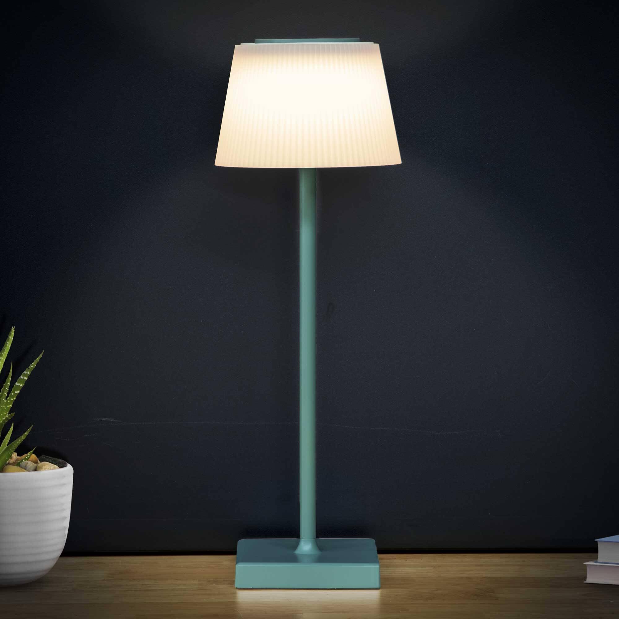 Dellonda Rechargeable Table Lamp for Home, Office, Restaurants, RGB Colours, 6 Hour Usage Time, Dimmable - Green Frame