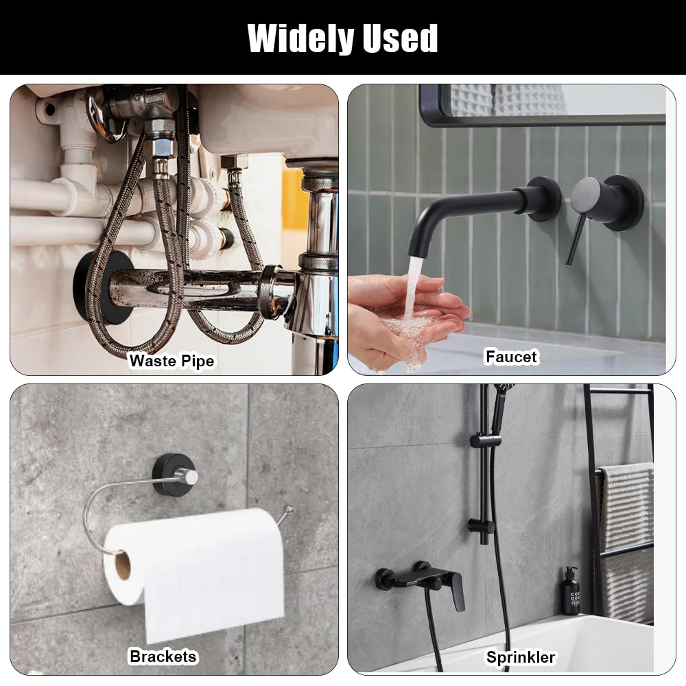 4 Piezas Negro Grifo de Ducha Roseta, Rosetas para Grifería de Ducha, Tamaños Ajustables Rosetas de Radiador, Embellecedor Grifo, Diámetro Interior 25 mm, para Grifos de Ducha, Radiadores