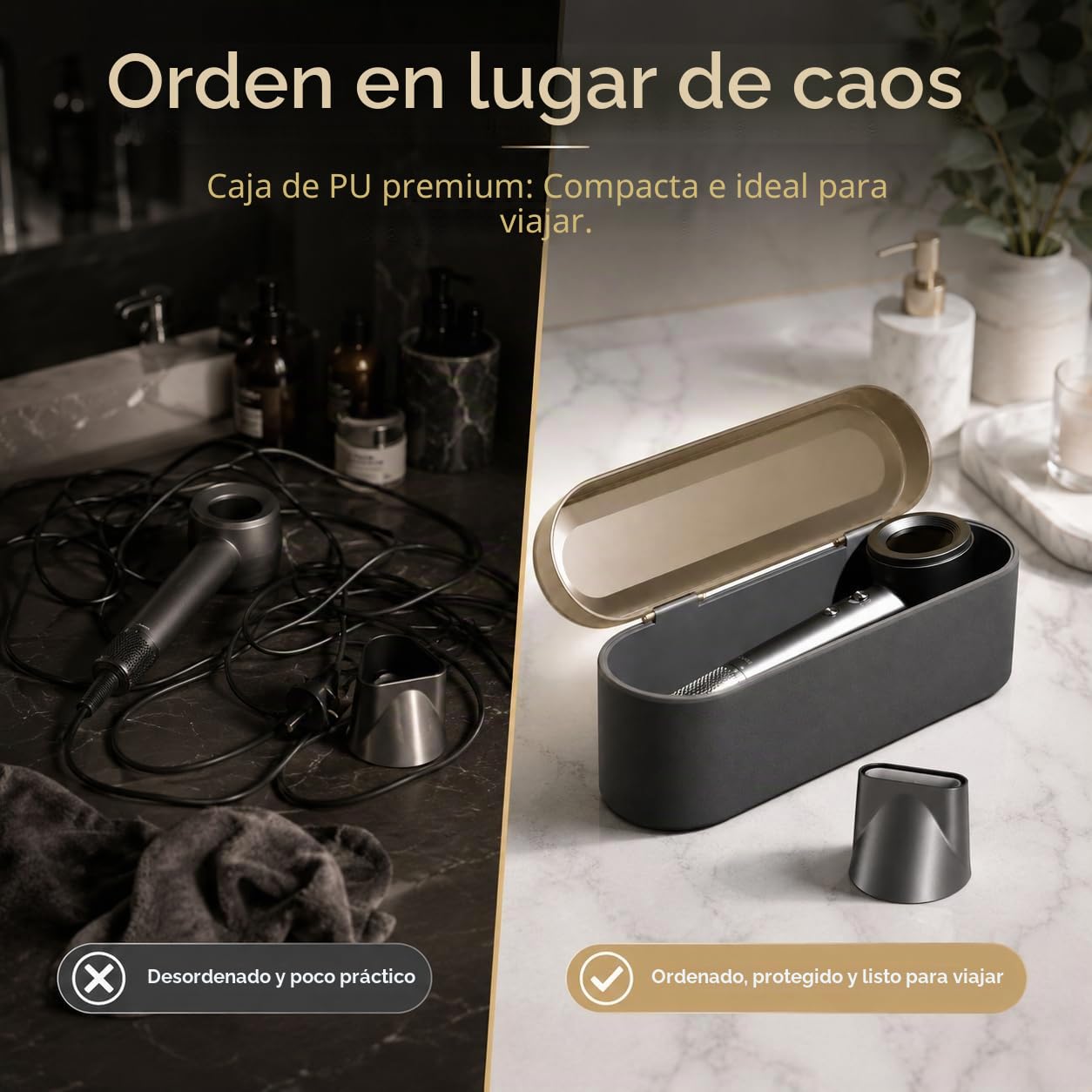 Secador de pelo de alta velocidad con caja rígida de poliuretano premium, secado rápido, secador de pelo de iones de 110.000 rpm, 59 dB silencioso, 200 millones de iones negativos, pantalla LCD