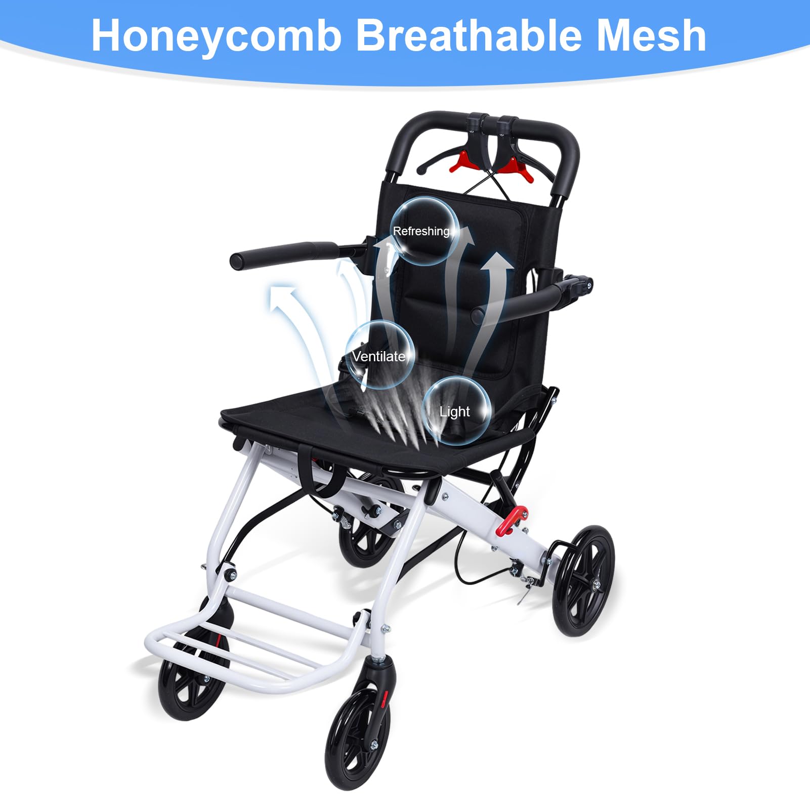 Silla de ruedas plegable ligera, sillas de ruedas para adultos, sillas de ruedas plegables para adultos con reposabrazos y reposapiés, para viajes en avión de ancianos