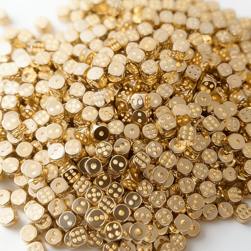 Luxury Gold Brass Dice Set, Premium Metal Six-Sided Dice for Tabletop Gaming and Gift Giving