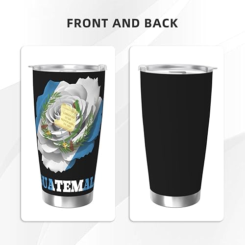 Miniatura 2 de Vaso de café de acero inoxidable de 20 onzas con diseño de flores y mariposas guatemaltecas con tapa con aislamiento al vacío de doble pared para