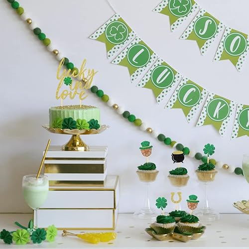 Lucky In Love Cake Topper For St Patrick's Day Party Decorations, Engagement Cake Decorations, Wedding Anniversary, Bridal Shower Party Decorations #TOP4