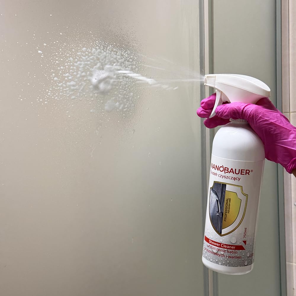 Supermocne środki czyszczące do kabin prysznicowych i łazienek | NANOBAUER Shower Cleaner 750 ml & Bathroom Cleaner 750 ml | Płyn do kabin prysznicowych, do armatury
