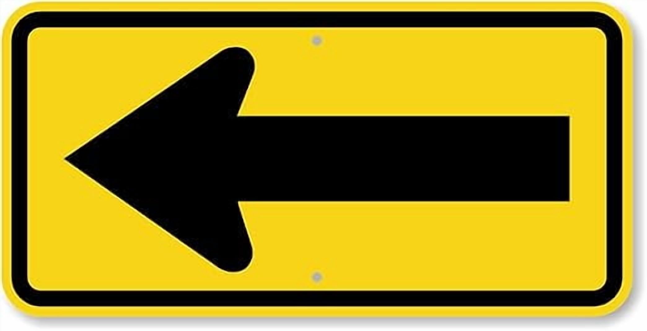 (2-Pack) Metal Tin Sign Black On Yellow Left Arrow Signs Notice Sign Warning Street Sign 8x12