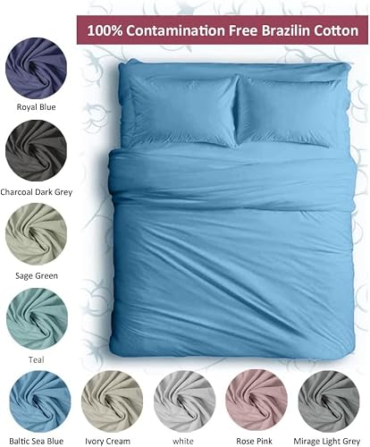 100% Contamination Free Cotton, Crisp Cool & Breathable Percale Standard Size Pillowcases 2-Piece Set - For Twin, Queen, Full, Twin Xl Size Beds - For Hot Sleepers, Pre-Shrunk, Anti-Pilling – Sea Blue #TOP2