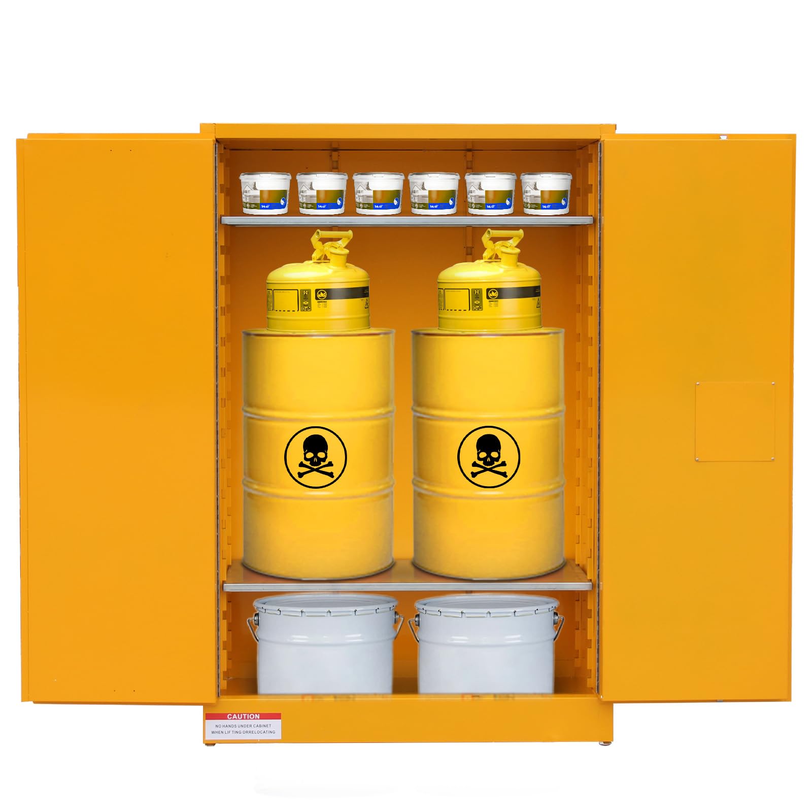 GarveeTech Flammable Safe Cabinet, Galvanized Steel Flammable Liquid Storage Cabinet with 2 Shelf, 2 Manual Closing Doors