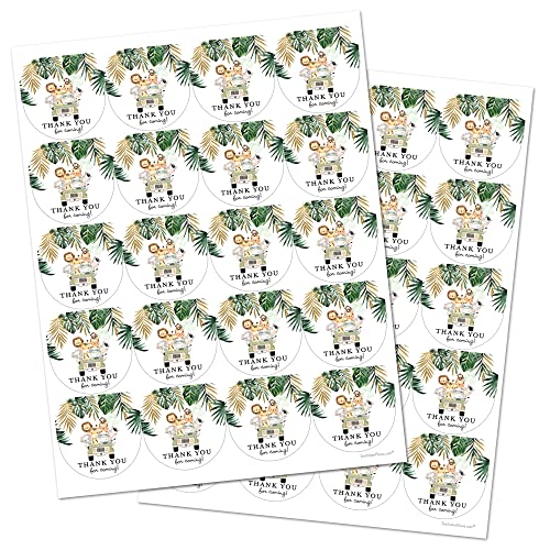 Invitationhouse 2 Inch Round - Safari Animals On Jeep Thank You Party Favor Stickers thumb #2