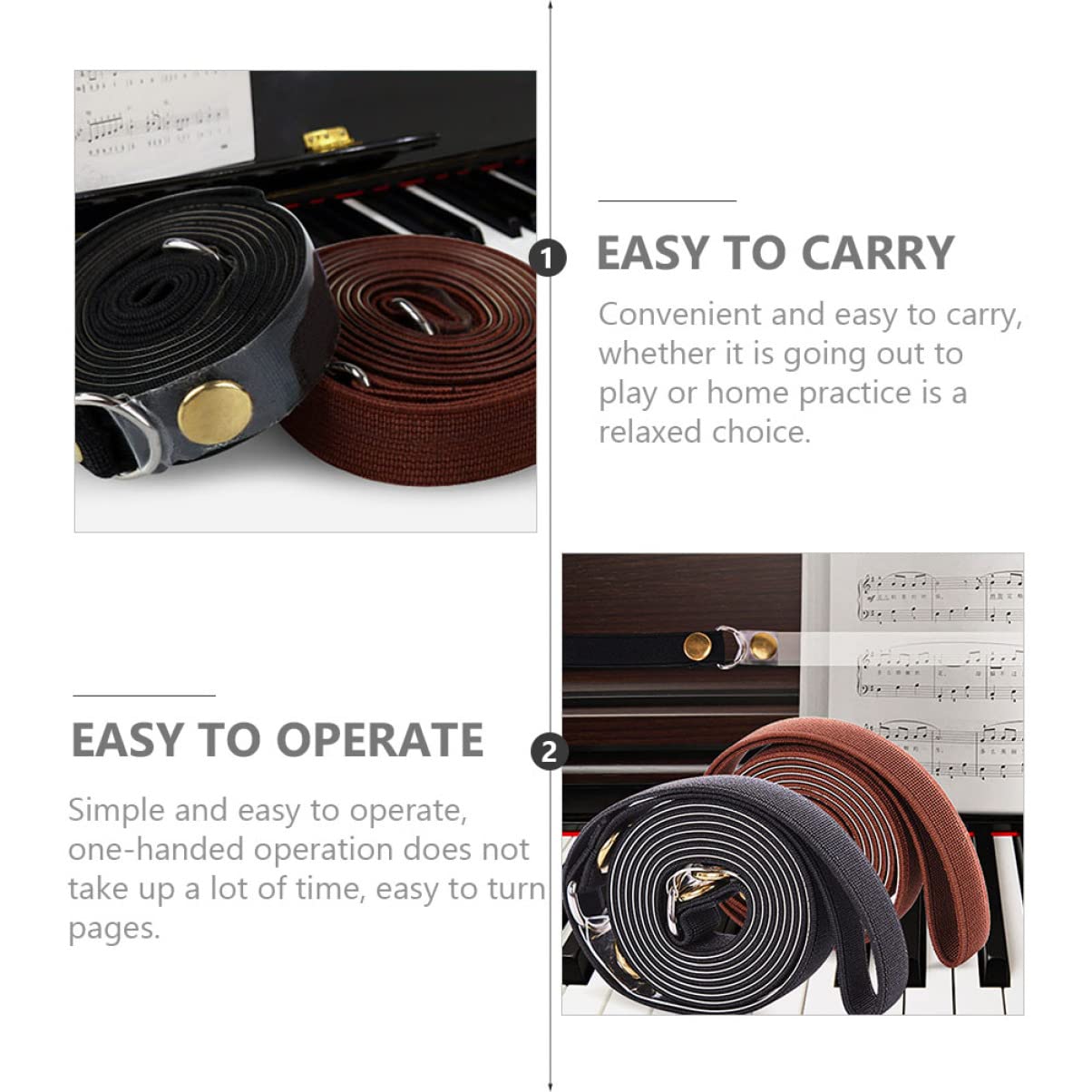 JEWEDECO Piano Music Score Band Music Holder for Piano Books Book Page Fixing Belt Performance Supply