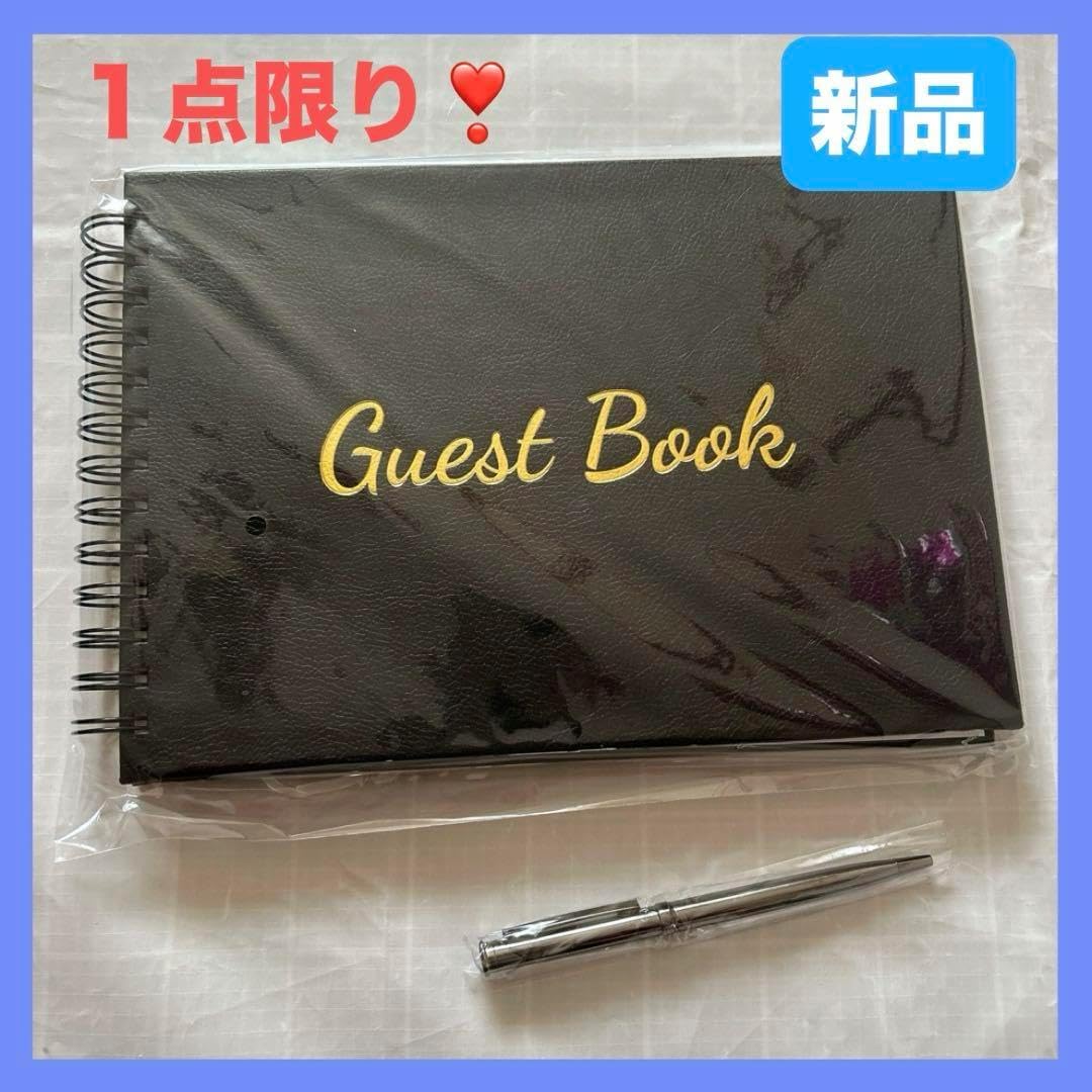 ゲストブック 芳名帳 ゲストサインブック 100ページ ブラック 芳名録