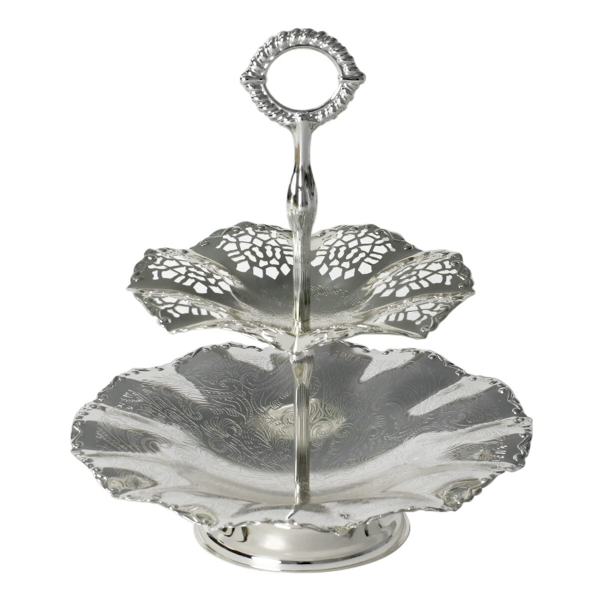 QUEEN ANNE クイーンアン　ケーキスタンド ウェーブ 2段　シルバー クイーン アン QUEEN ANNE（イギリス製銀メッキ） 2段ケーキ