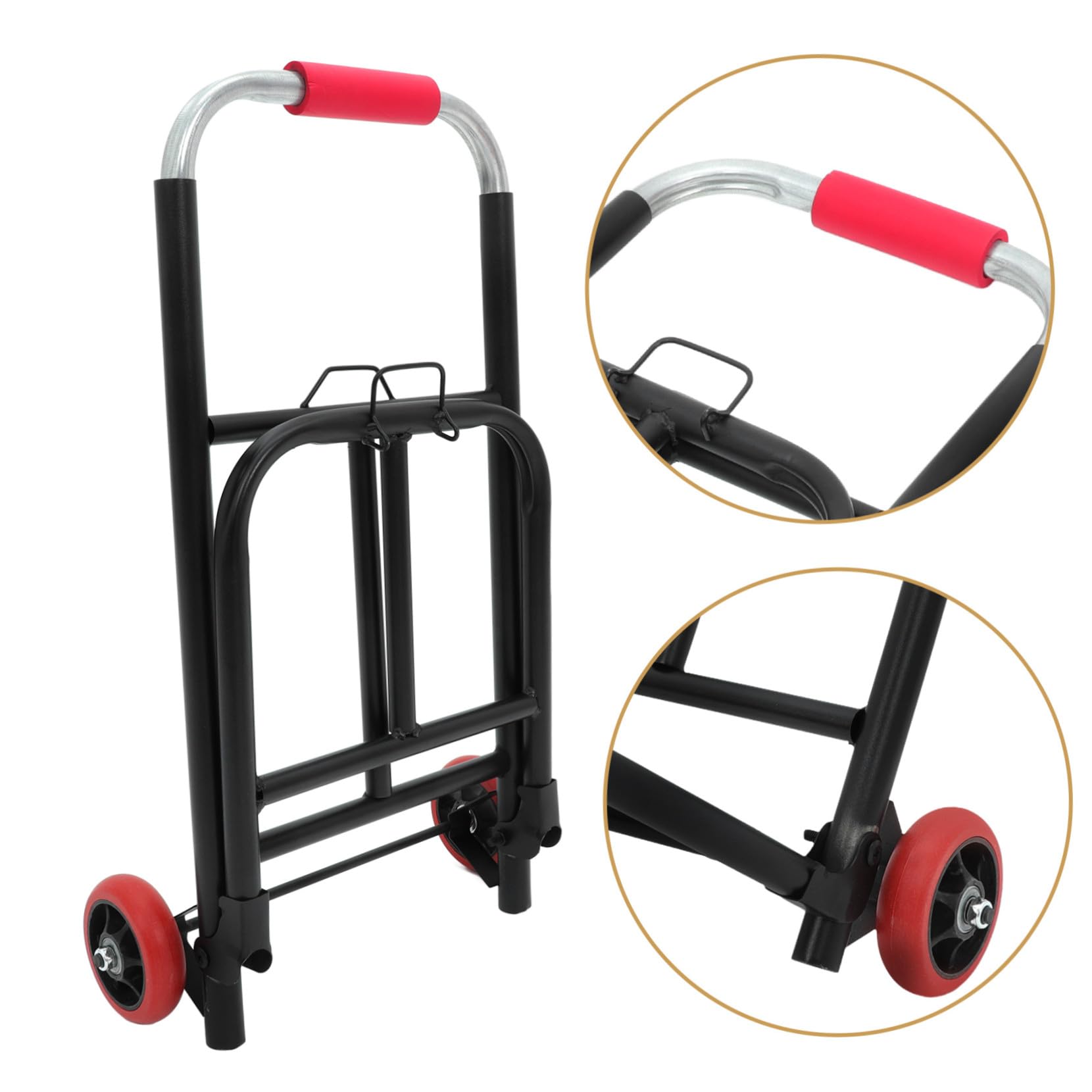 Carrello Pieghevole Portavaligie Nero in Ferro e Pu 35 Kg | Manico Regolabile, Uso Versatile per Spostamenti e Acquisti, Ruote in Pu, Formato Medio