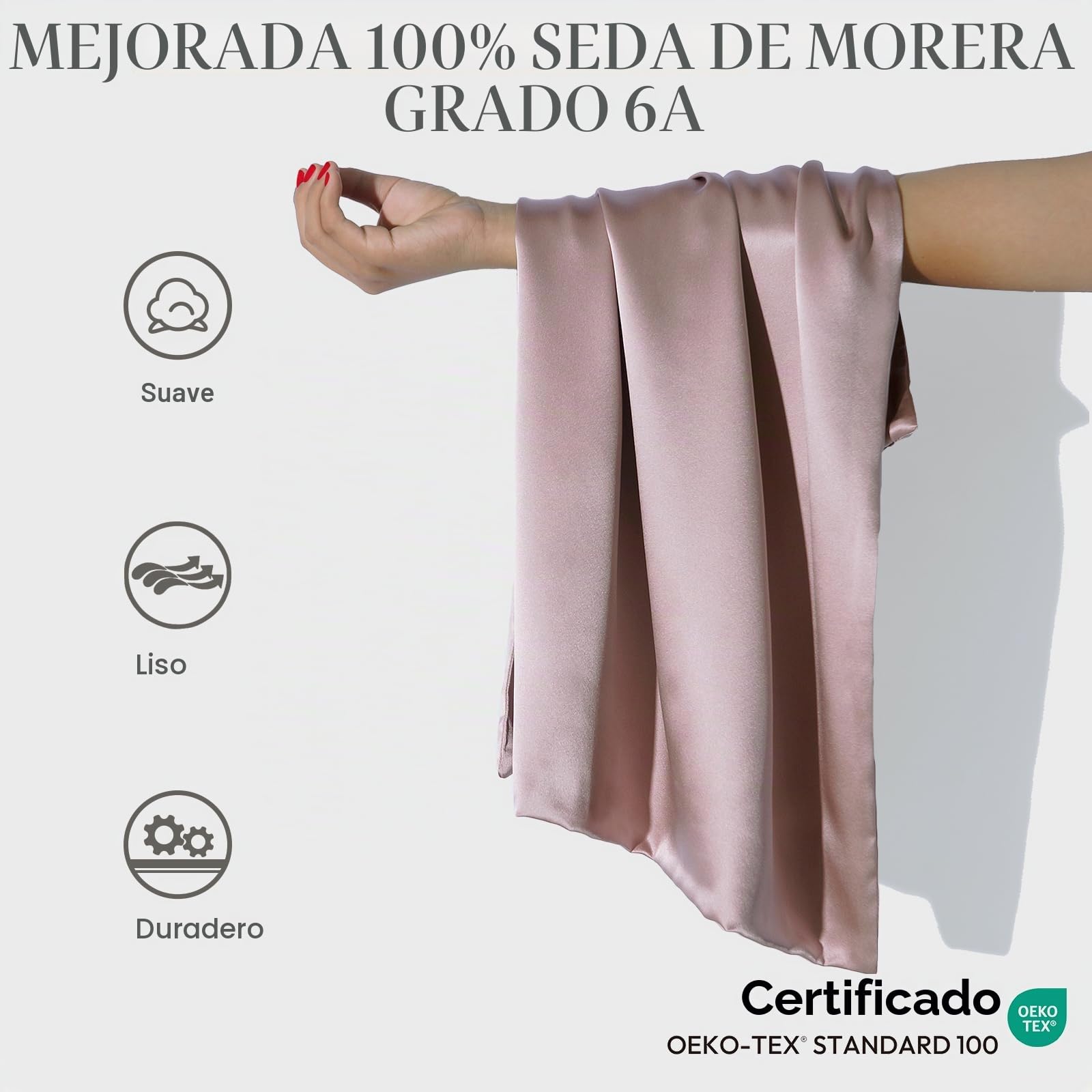 ZIMASILK Funda de Almohada Seda de Morera 100%, versión Mejorada, para la Salud del Cabello y la Piel, Seda de Mejor Grado 6A, con Cremallera YKK, Caja de Regalo 1 Unidad (50 x 75 cm, Rosa)