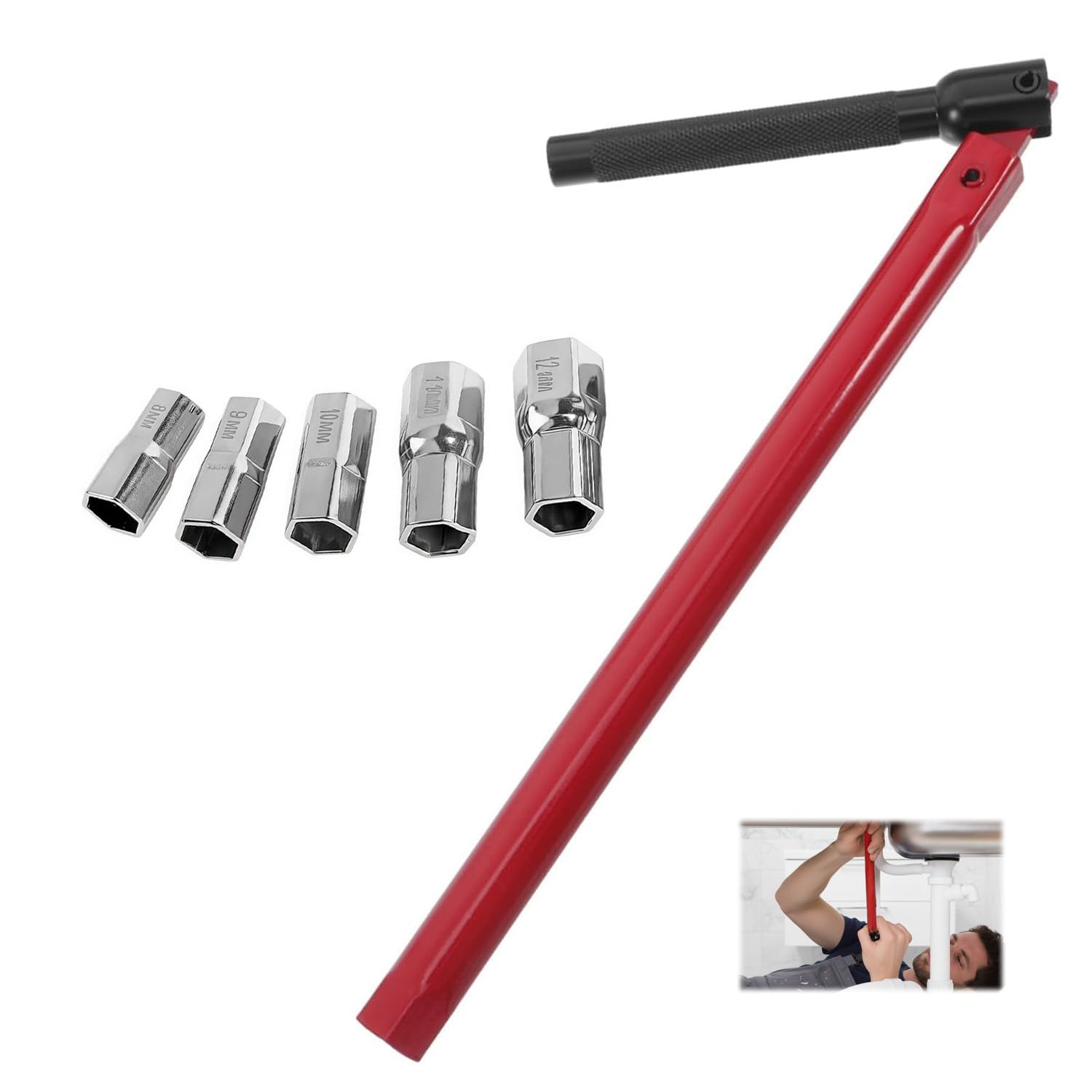 Plumbing Spanner Set 8-13mm Tap Spanner Extra Wide Jaw Adjustable Wrench with Non-Slip Handle and Precise Jaw Home DIY Spanners & Wrenches Repair Tool Kit for Faucet Installation and Maintenance