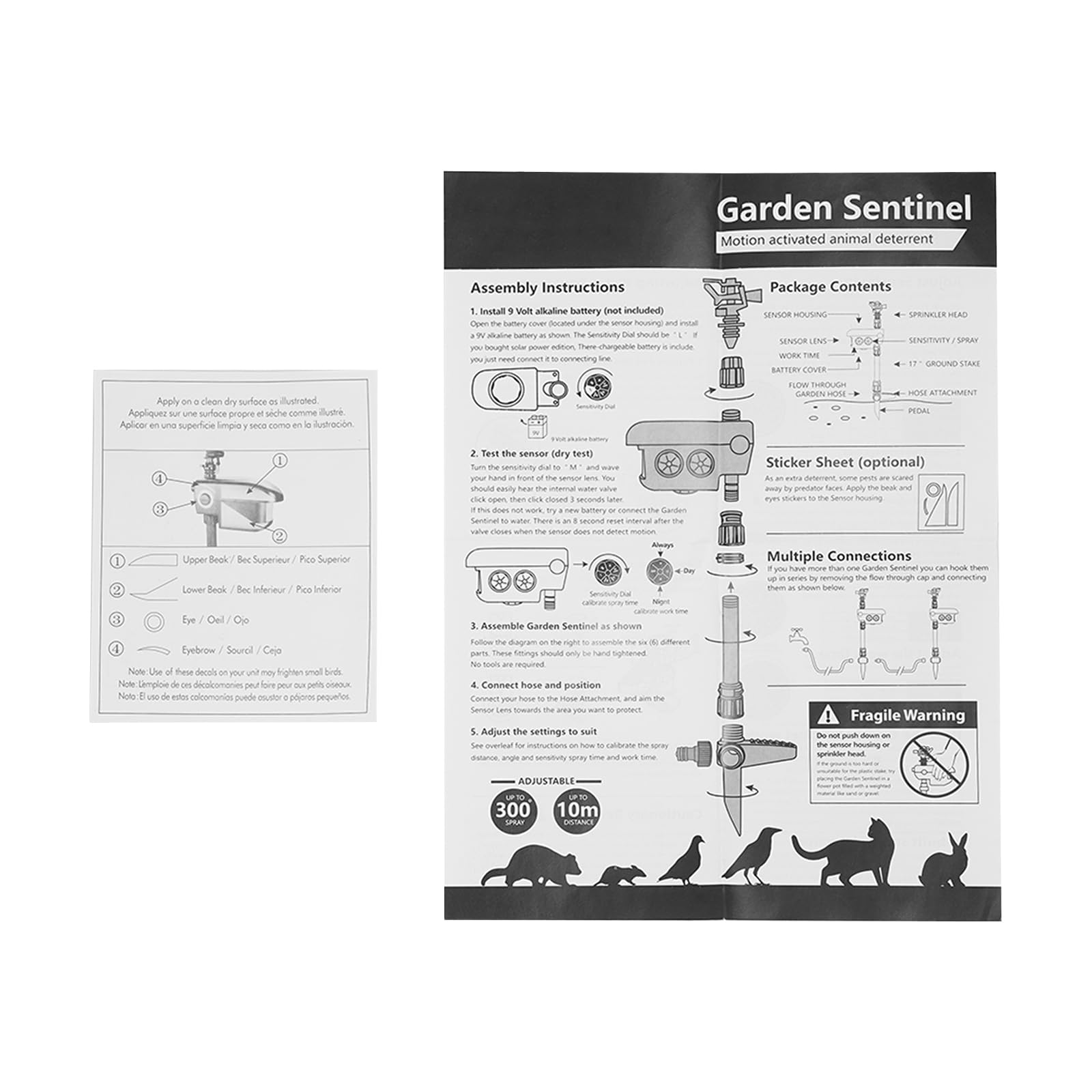 Repellente per animali a energia solare, impermeabile, per gatti, per giardino, con sensore a infrarossi, fino a 93 m², per allontanare gatti, cani, visone, procioni e animali selvatici
