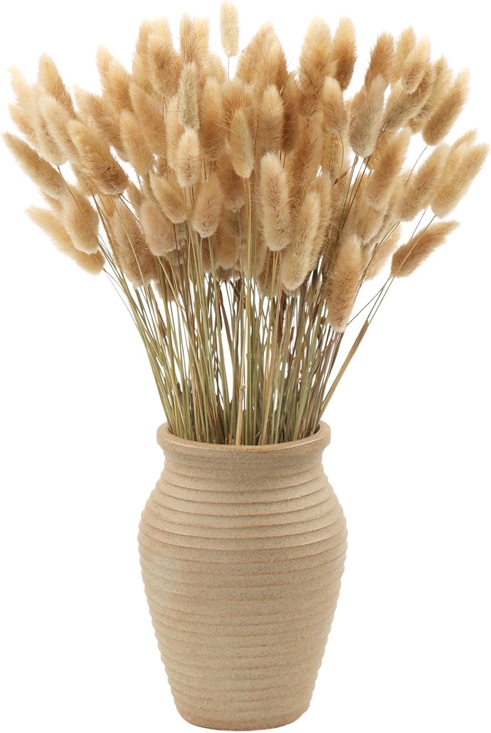 120PCS Getrocknete Blumen Hasenschwänze Pampasgras Natürlicher Kaninchenschwanz Getrockneter Blumenstrauß