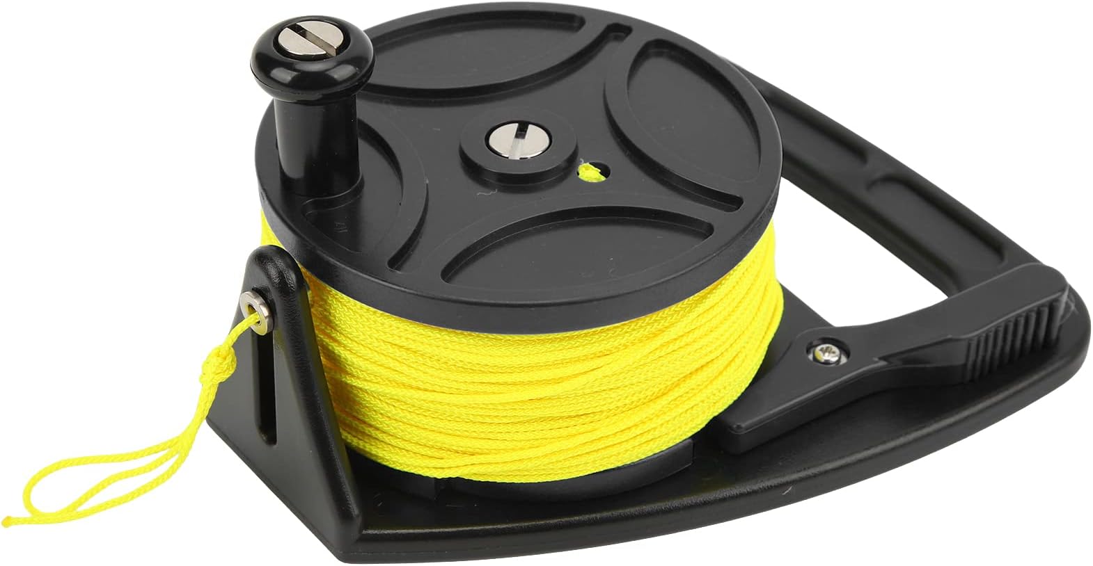 Wire Winder, Diving Reel Spool with 8 Strands Nylon Line Anchor Rope Reel Wire Spool Finger Reel for Snorkeling Water Sports (Black Wheel)