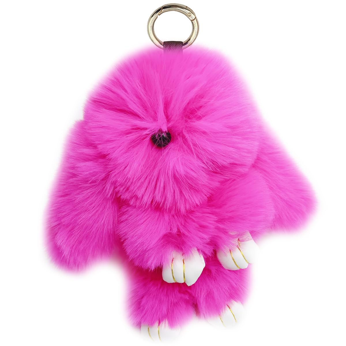 Bunny Keychain Soft Fluffy Rabbit Keychain 7in Handmade Cute Colorful Rabbit Fur Pom Pom Key Rings for Women