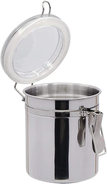 Airtight Coffee Container,Saim Cereal Container Stainless steel with Clear Silicone Lid and Locking Clamp Airtight Watertight Cereal Keeper Food Storage Containers for Rice Grain Cereal Oatmeal Beans