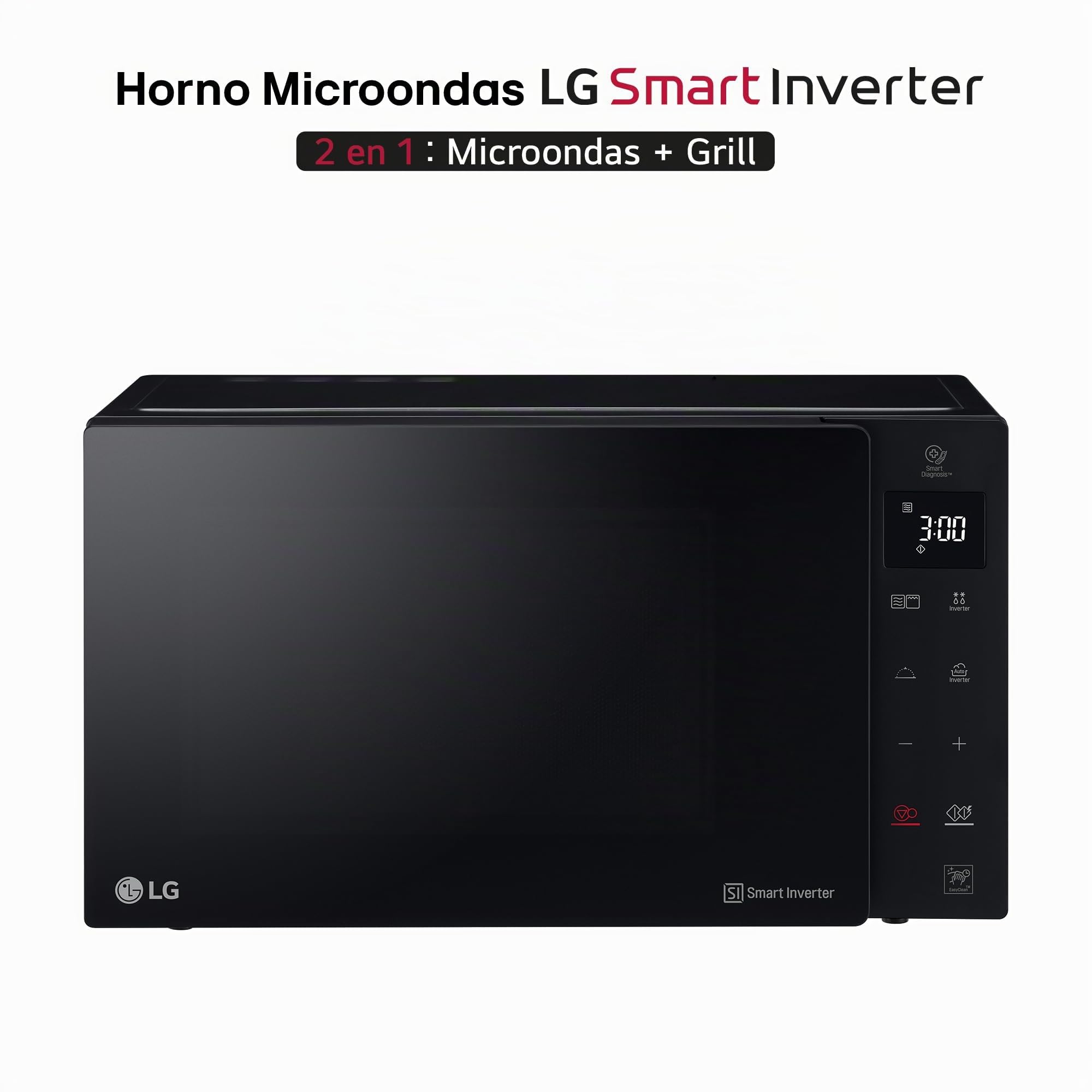 LG MH6535GDS Smart Inverter, Microondas 1000 W con Grill 900 W, Color Negro, 25 Litros