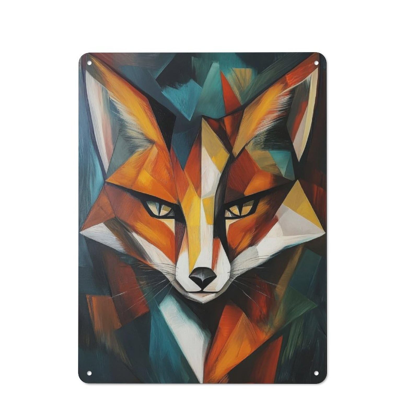 Tin Wall Sign with Fox Oil Painting Design 40x30cm, Classic Diner Style Decor for Bakery, Diner, Cafe Or Family Room