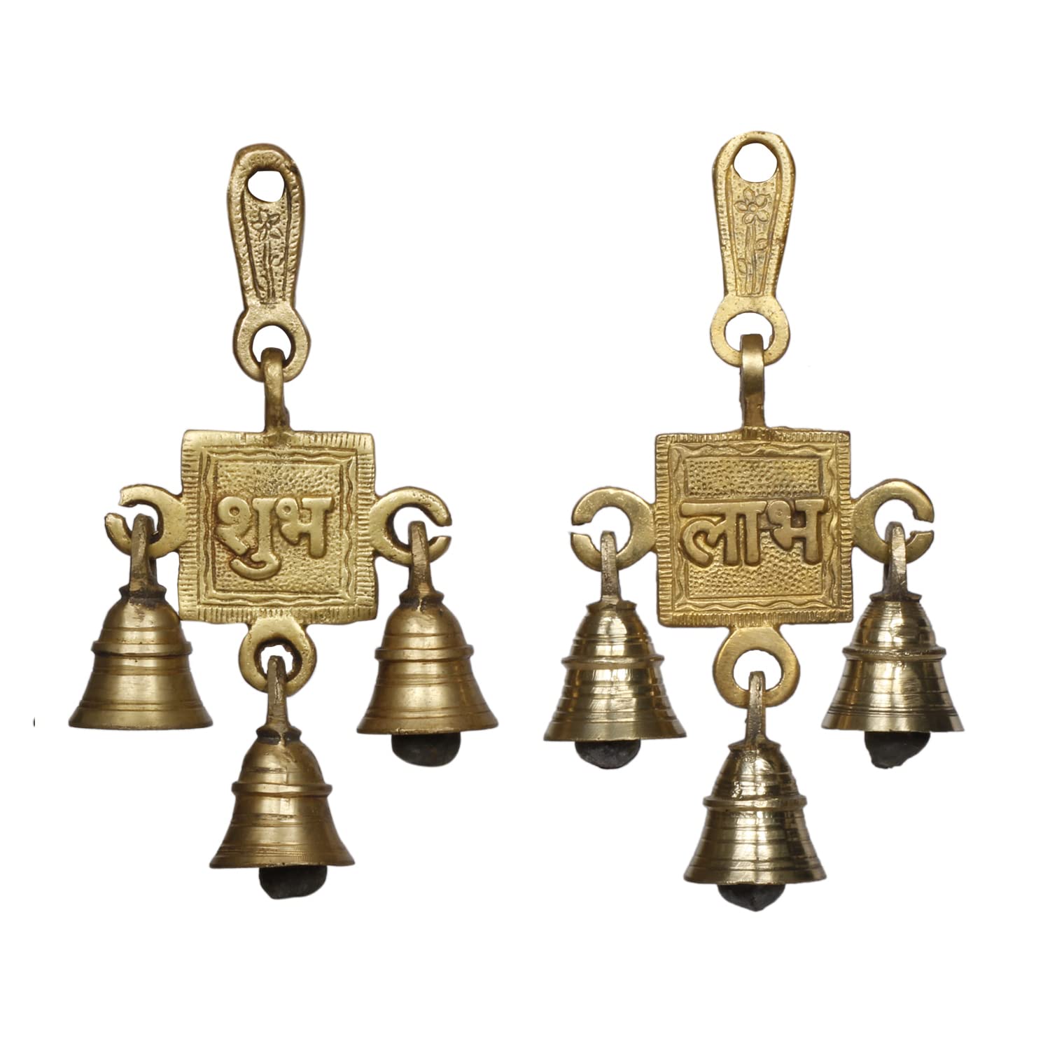 Artvarko Brass Shubh Labh Wall Hanging Bells Set for Festive Temple House Office Hotel Wedding Gifting House Warming