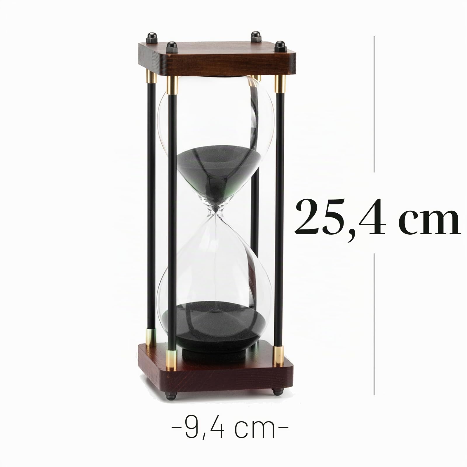 Sanduhr Timer 60 Minuten, Metall und Holz Sanduhren, Schwarz | Große Hourglass Home Decoration Deko Wohnzimmer