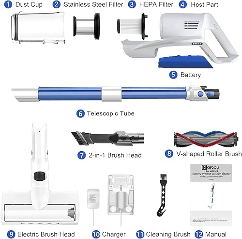 Miniatura 9 de whall Aspiradora inalámbrica de 80,000 rpm, motor sin escobillas de succión fuerte, aspiradora inalámbrica de mano, ligera para el hogar, pelo de