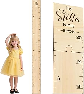 Wooden Growth Chart Ruler for Wall Custom Name & Birth Date Height Chart Kids Height Measuring Board with Numerals Natural Wood Baby Growth Chart (Wooden Growth Chart)