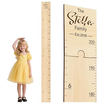 Wooden Growth Chart Ruler for Wall Custom Name & Birth Date Height Chart Kids Height Measuring Board with Numerals Natural Wood Baby Growth Chart Wooden Growth Chart