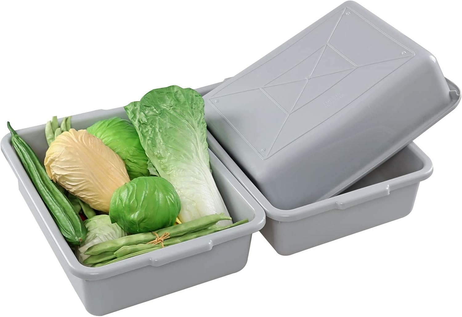 Obstnny 13 L Commercial Bus Tub, 3 Pack Plastic Dishpan Basin, Grey