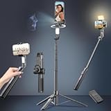 71" Selfie Stick Tripod for iPhone/Android, Auto Face Tracking Tripods with Light, Upgrade Strong Gimbal Stabilizer 360 Rotation with Remote for Content Creator Vlog Live StreamIing Video Record