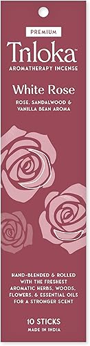 Triloka Incienso premium, rosa blanca, 10 varillas