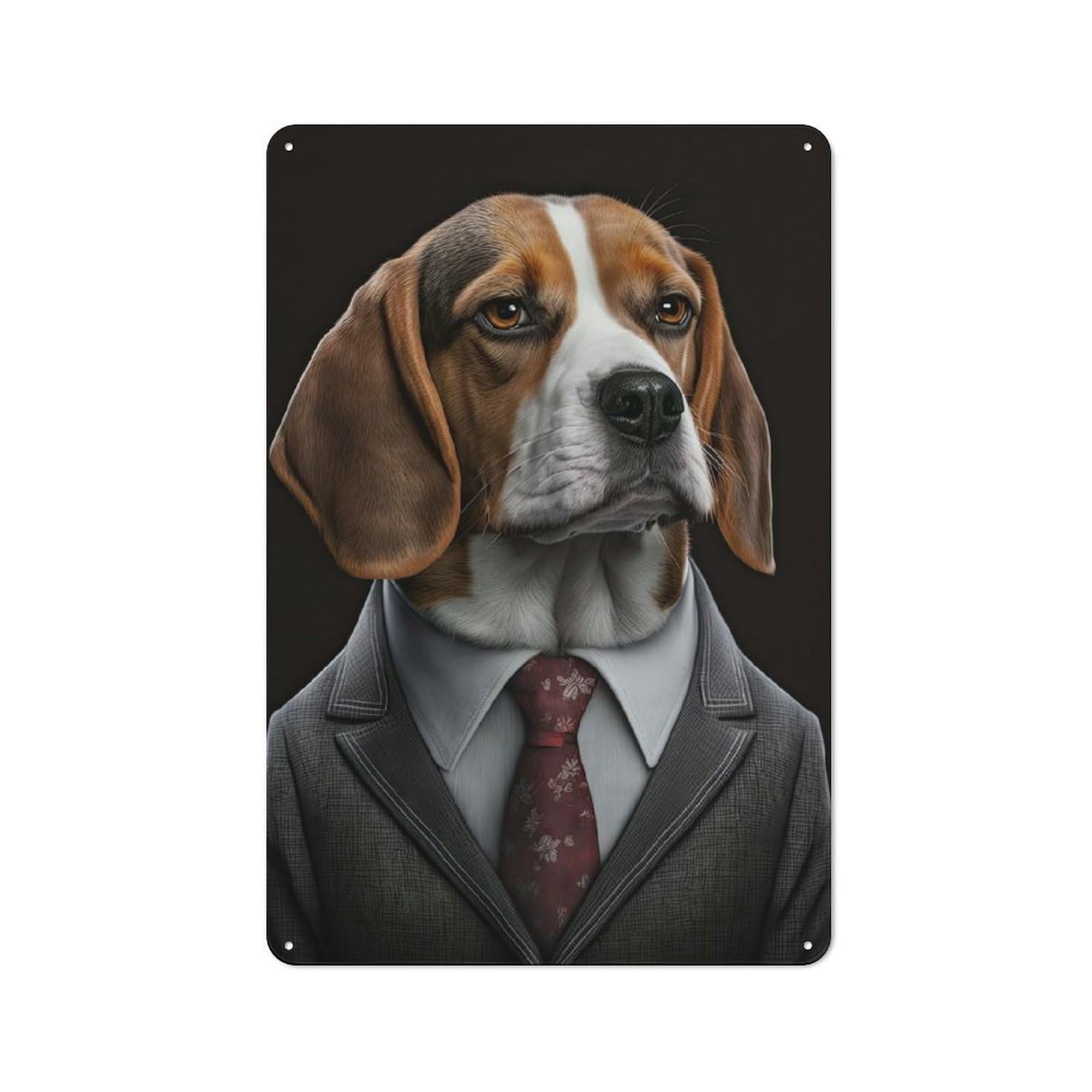 Junmoney Men's Style-16 Beagle In A Suit Retro Metal Wall Sign 30X20cm For Hobby Room Or Studio, For Garage, Workshop And Man Cave Decoration