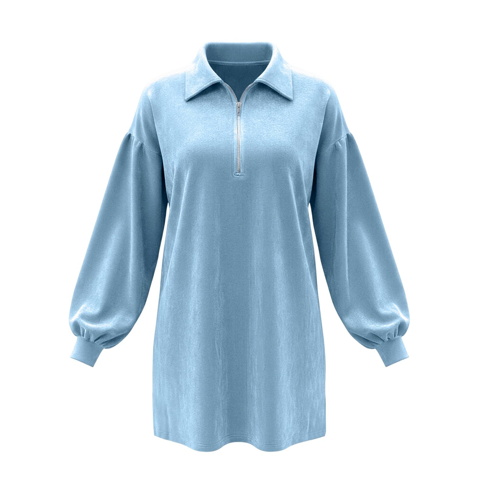 Generisch Damen Langarmshirt Half Zip Kragen Sweatshirt Pullover Top