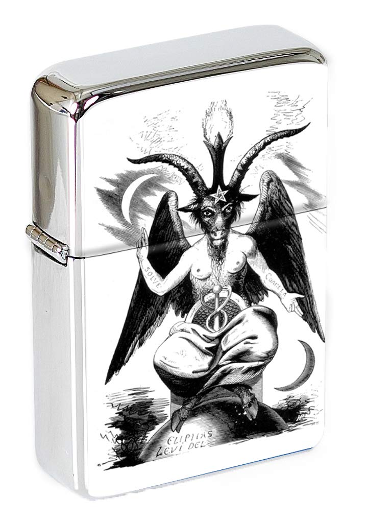 Giftshop Uk Silver Baphomet Satanic Flip Top Lighter