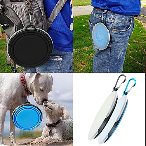 Hundenäpfe Faltbare Reiseschale 2 Stück fütternde Hundenäpfe mit Deckel und Haken,Auslaufsichere Hundenapf Tragbare Silikon Trinkschale für Katzen,Hunde Wanderungen and Camping (450ml, Blau&Schwarz) - Image 7