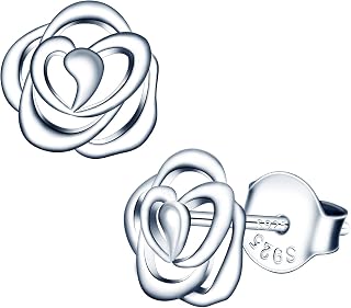 Elegant Rose Flower Earrings 925 Silver Earrings for Women Girls Silver Rose Earrings Hypoallergenic Women's Earrings