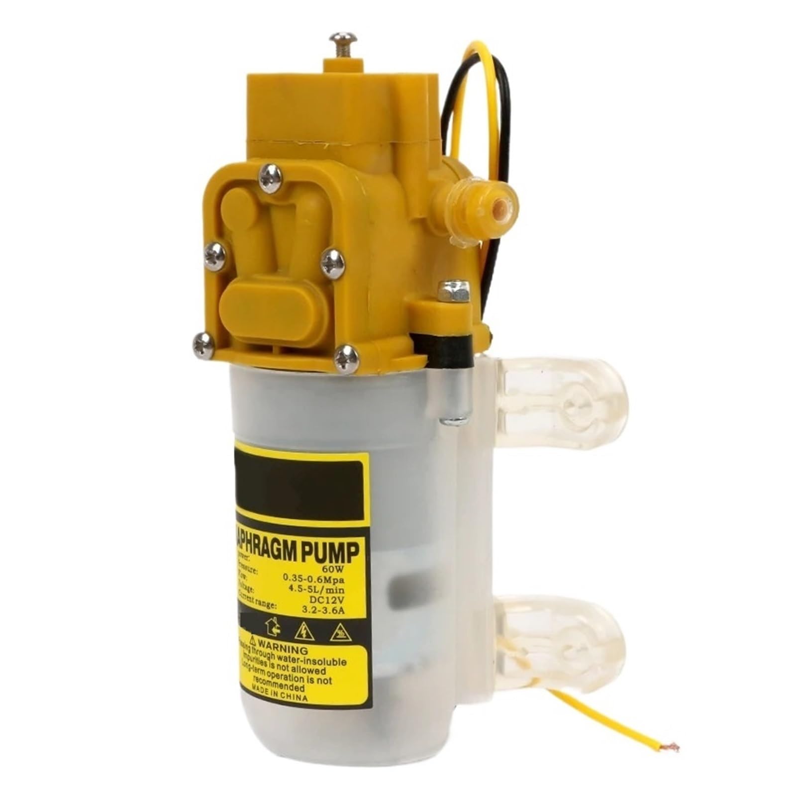 12V Mini Pompa Membranowa Myjnia Samochodowa Wysokociśnieniowa Mikro Refluksowa Rolnictwo Elektryczny Spray Mała Wodna Płynna Praca Stały Przepływ Niezawodność(Yellow 80w 12V)