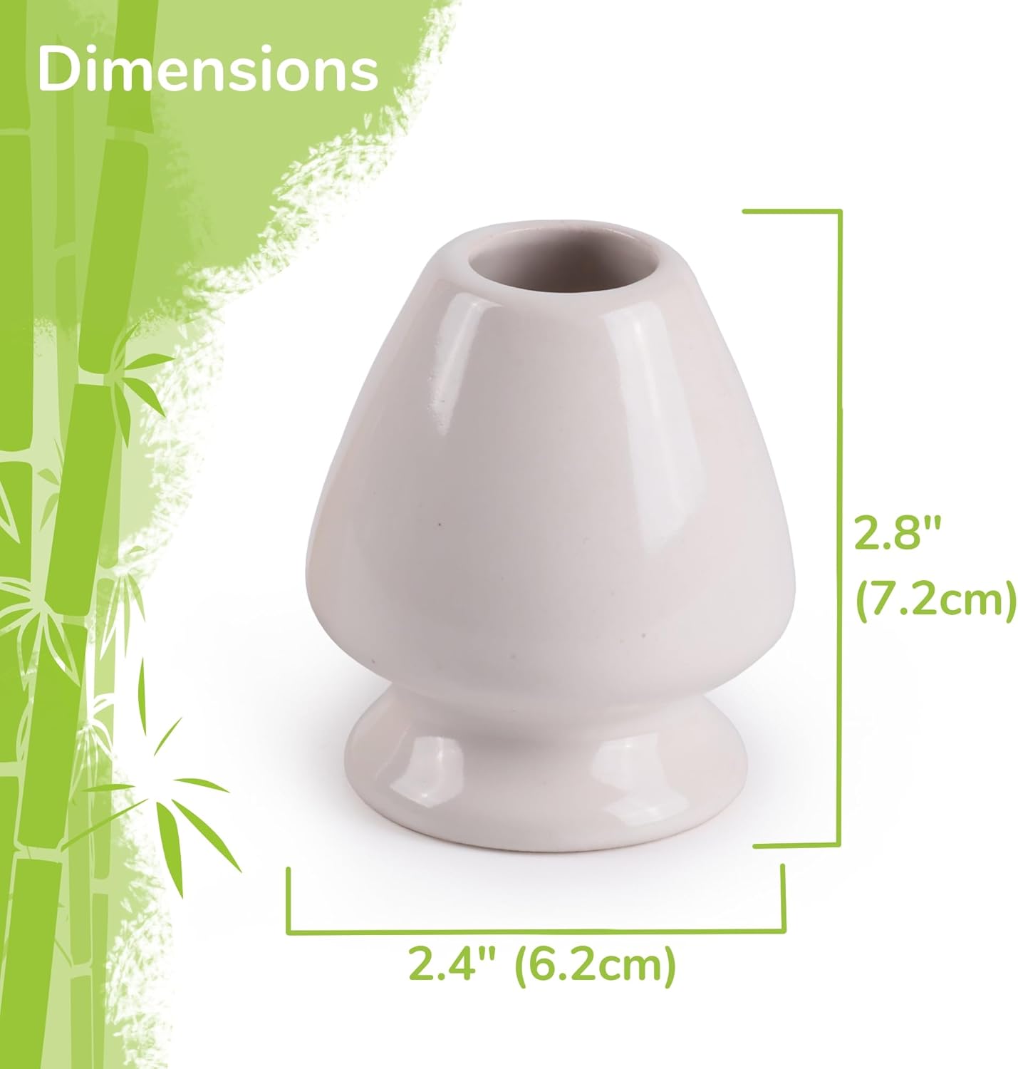 BambooMN Brand - Ceramic Matcha Tea Whisk Holder Stand - White
