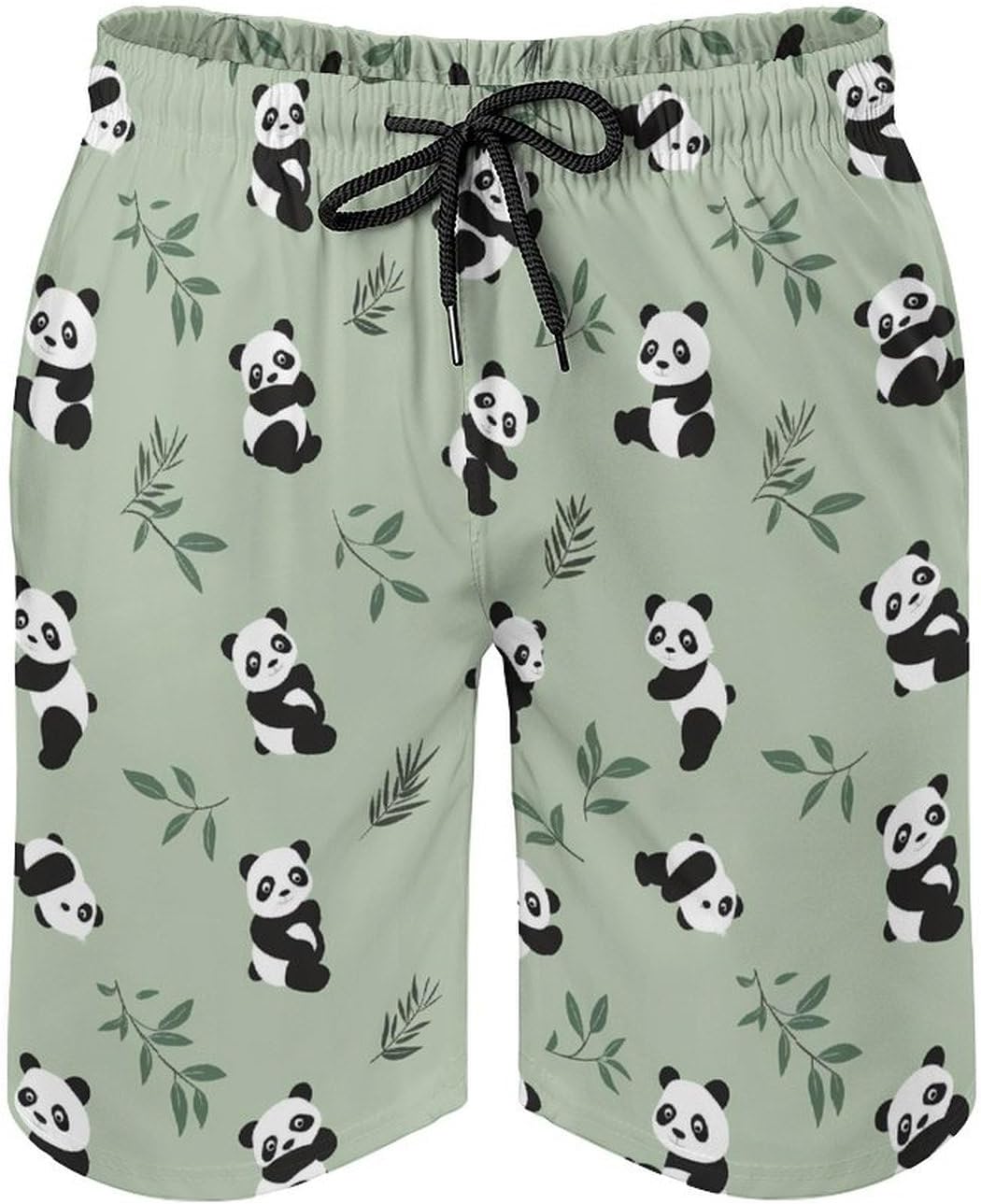 Cute Pandas Casual Men's Swim Trunks Novelty Summer Beach Shorts Swimwear with Pocket