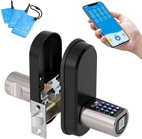Miniatura 10 de Cerradura de puerta inteligente con asa, cerradura de puerta de entrada sin llave para puerta delantera, perilla de puerta de seguridad con teclado,