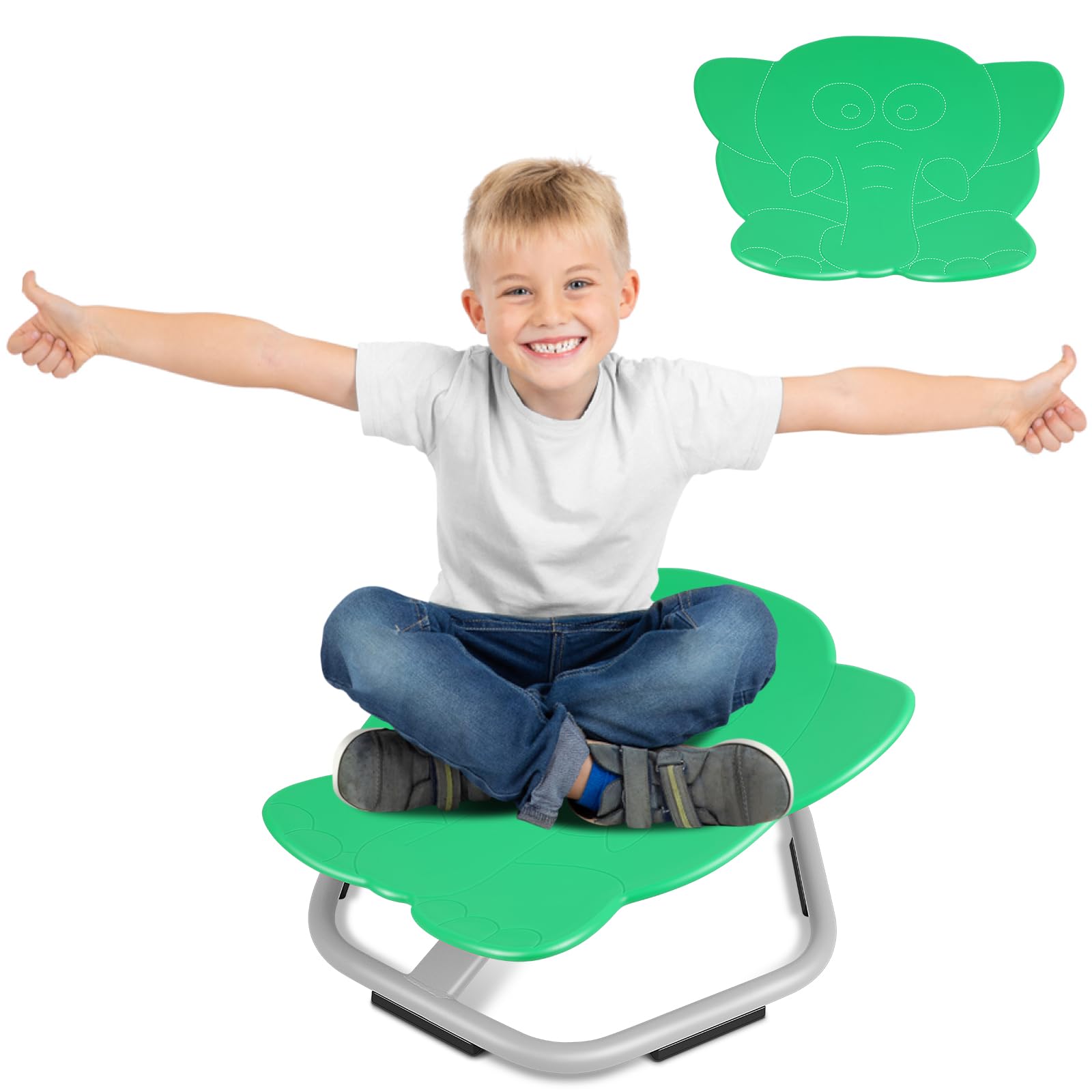 Elephant Kids Swivel Chair, Seat and Spinning Chair, Body Coordination Training Chair, Green Non Slip Sensory Toys 360° Spinning Chair for Autistic Kids Aged 3+, Improving Toddler's Physical Fitness