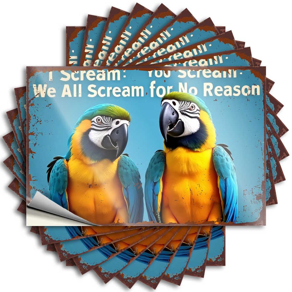 Sticker - Funky Cover Parrot Power: The Art of Screaming for No Reason for Coffee Backyard Bar Decor(12X18CM)