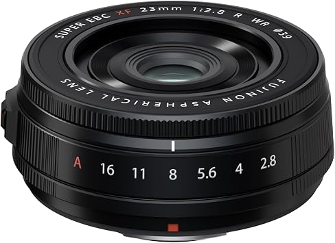 FUJIFILM X Interchangeable Lens, Fujinon Prime, Semi-Wide, Compact, 23 mm, F/2.8, Dustproof, Splashproof, Low Temperature Resistant, Aperture Ring, Black F XF23MMF2.8 R WR B